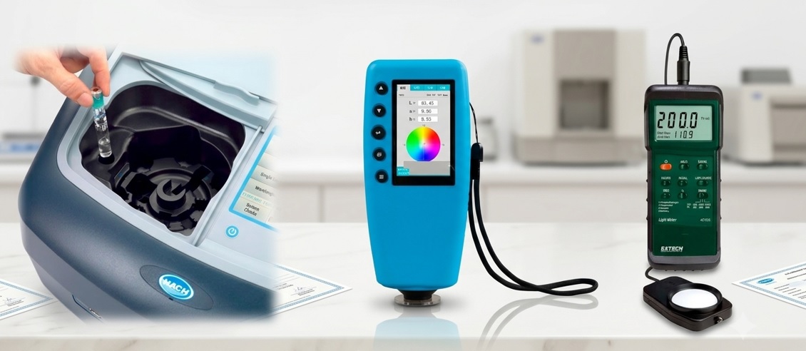 Espectrofotómetro de sobremesa, colorímetro portátil y luxómetro digital de iluminancia